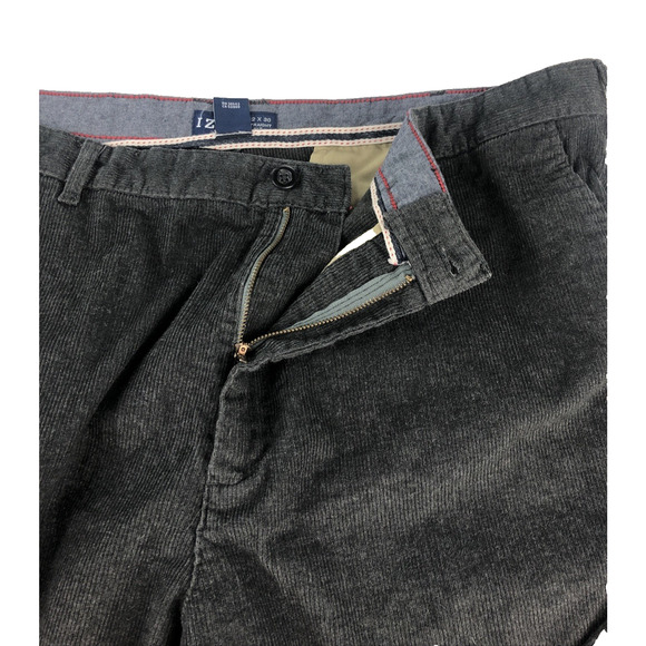 Izod Men's Corduroy Pants 42 x 30 Straight Fit Flat Front Dark Gray Pockets NICE - Picture 7 of 10